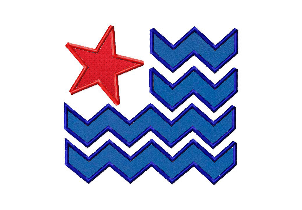 Wavey Chevron American Flag Machine Embroidery Design Includes Both