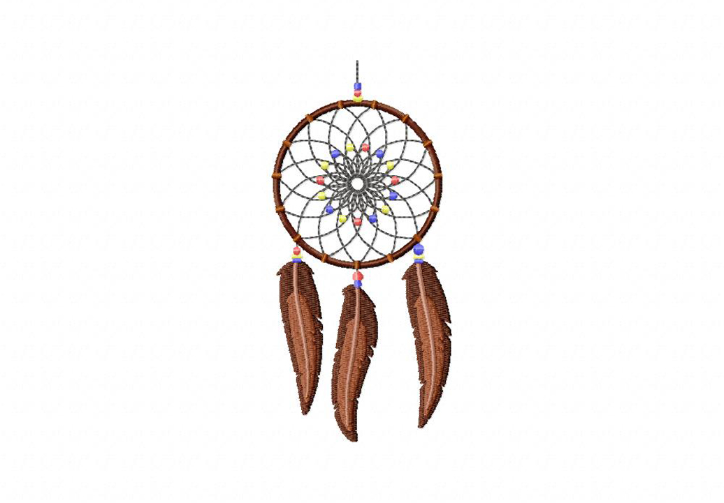 Brown Feather Dream Catcher Machine Embroidery Design
