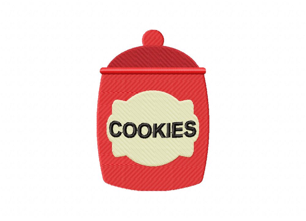 Red Cookie Jar Includes Both Applique and Stitched