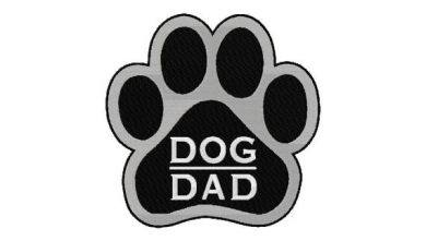 Dog dad paw print machine embroidery design